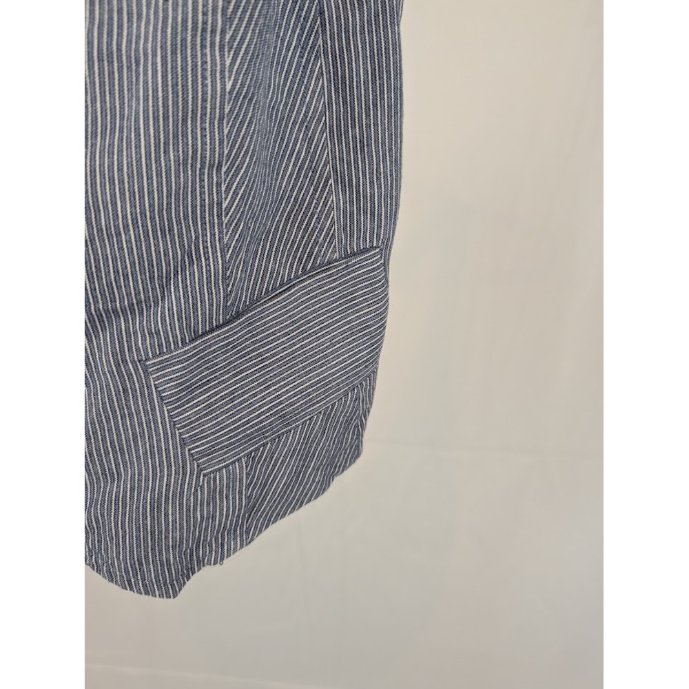 Maurices Blue Pinstripe Cropped Vest Small Crisscross Back Polka Dot Lining - Picture 3 of 10